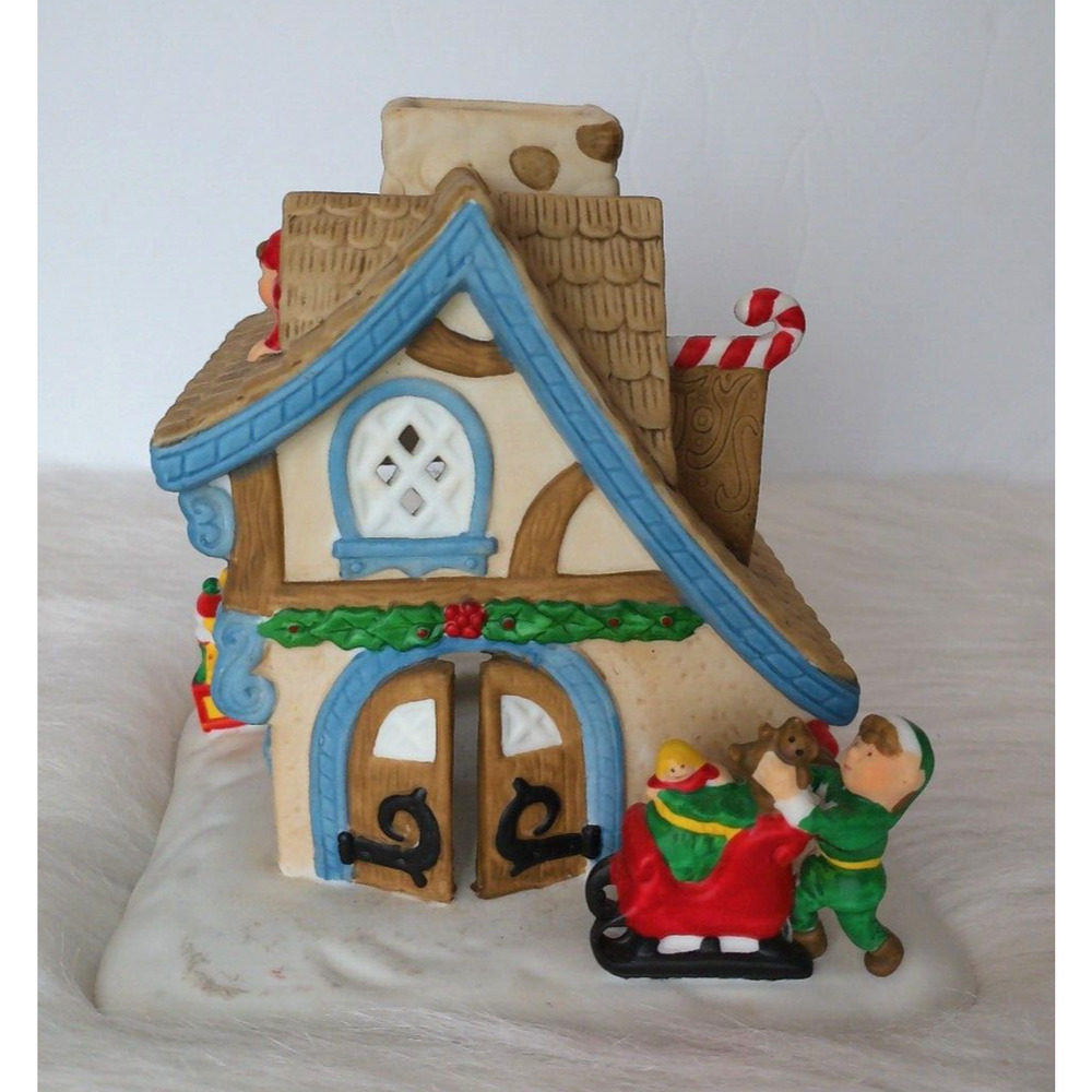 Vintage Partylite Elf Toy Shop Christmas Village Tealight Votive Candle Holder